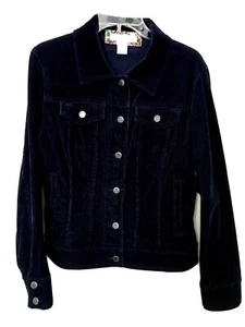 Bamboo Traders Womens M Corduroy Jeans Style Navy Button Up Cotton Jacket - Picture 1 of 6
