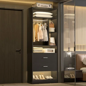 24" Wooden Closet System with 2 Wood Drawers & 6 Storage Shelves & 1 Hanging Rod - Picture 1 of 14