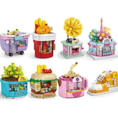 Mini Architecture Hamburg Coffee Kola Shoe Flower Market Store Brick Toy City - Image 1 of 4