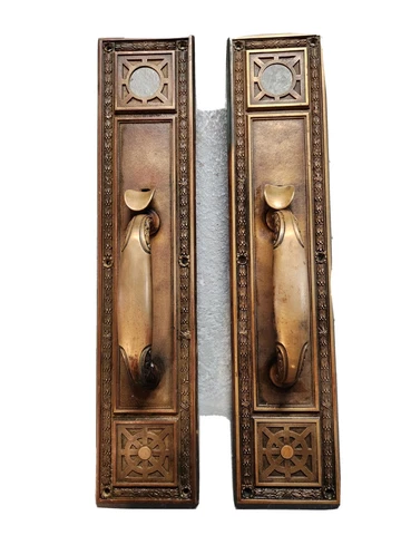 Pair of Antique Bronze Thumb Latch Door Pulls Cover