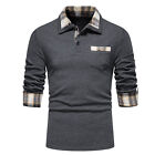 Autumn Tops Contrast Color Patch Pocket Casual Breathable Men Shirt Buttons