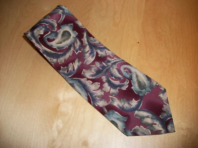 Corbata Bill Blass Rojo Floral Hojas Para Hombre Seda 57" Largo x 3.6" Ancho D066 Foto 1 de 4