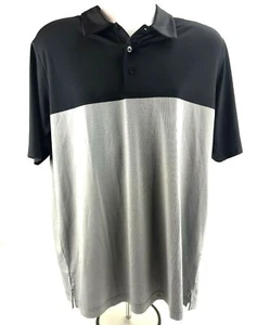Antigua Desert Dry Golf Polo Shirt Men Large Black Grey Colorblock Theory 104102 - Picture 1 of 11