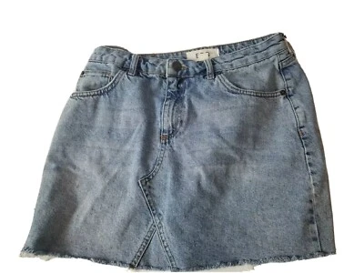 BDG Urban Outfitters Falda Mujer Denim Jean Grande Lavado Ligero Dobladillo Crudo Corto Foto 1 de 4