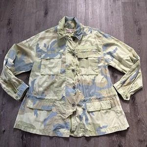 Free People Jacket Women’s S Lead The Way Lime Combo Camo Utility Zip - Picture 1 of 15