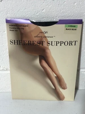 Pantimedias JC Penney East 5th Sheerest Support Control Top Promedio Terciopelo Negro Foto 1 de 4