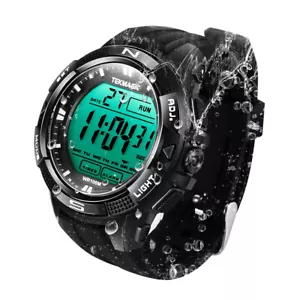 10 ATM Waterproof Sports Diving Watch for Men Boys Swim with Stopwatch and Alarm - Picture 1 of 11
