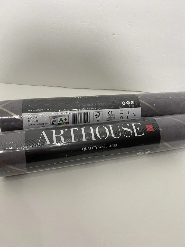 2 rollos de papel tapiz geométrico Arthouse acento pared azul/gris/plateado Foto 1 de 4