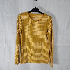Ladies Top Size 12 14 Primark Yellow Stripe Stretch Jersey Smart Casual Day - Picture 1 of 8