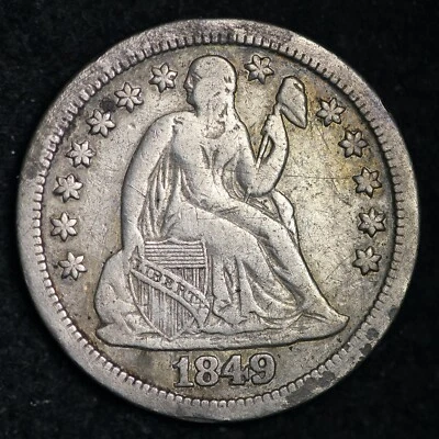 Moneda de diez centavos de plata libertad sentada 1849 elección en muy buen estado envío gratuito E203 kmt Foto 1 de 2