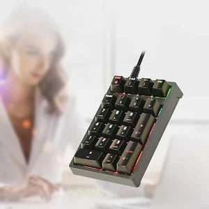 K21 Wired Mini Mechanical Numeric Keypad 21 Key RGB Tablet Accounting Laptop - Picture 1 of 8