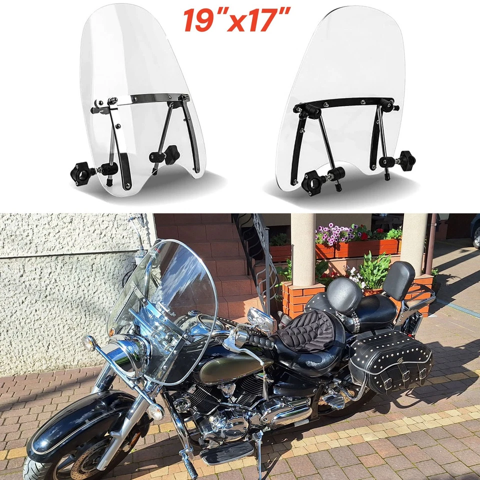 Большое ветровое стекло 19 x 17 дюймов для Yamaha V Star Drag Star 650 1100 1300 - Изображение 1 из 4