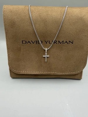 Ожерелье с подвеской в виде креста David Yurman из стерлингового серебра 17 мм 16/18 дюйма - Изображение 1 из 4