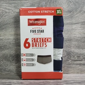 6 Pack Wrangler Five Star Stretch Briefs Men's XL Underwear Moisture Wicking - Picture 1 of 14