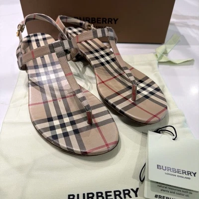 New Burberry Women’s  Emily Vintage Check Thong Sandals Size 39 - Image 1 of 4