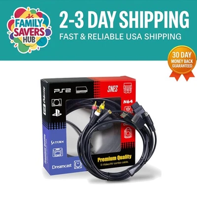 Versatile 6 ft S-Video AV Cable for SNES, N64, PS1 with Gold-Plated Connectors - Image 1 of 4