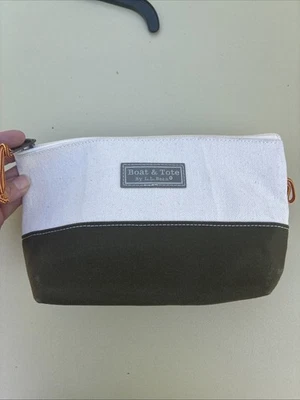 Boat & Tote By LL Bean Cotton Canvas Zip Pouch Bag Travel Cosmetic Bag - Image 1 of 4