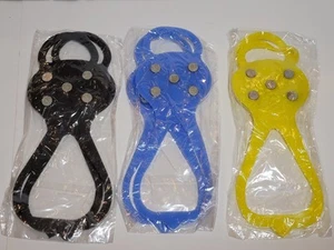 3 Pairs of Ice Snow Anti Slip Spikes Grips Gripper Crampons Ice Cleats Shoes - Picture 1 of 4