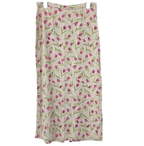 Falda midi de colección CJ Banks para mujer 10 EE. UU. floral mezcla de lino línea A sin forro - Imagen 1 de 15