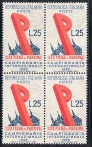 PRC_4_130. REPUBLIK. Block von 1952 "32. FIERA DI PADOVA" Stempel. Sas 693. MNH - Bild 1 von 1
