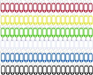Paquete de 120 etiquetas de plástico para llaves con etiqueta etiqueta etiqueta de identificación de ventana y llavero de anillo dividido 6 colores - Imagen 1 de 6