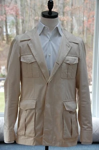 ISAIA Safari Military Jacket | EU 48 US 38 | Cotton & Silk | Cuffed Sleeves  - Picture 1 of 13