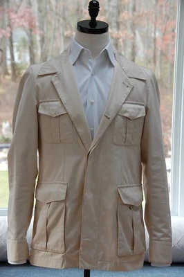 ISAIA Safari Military Jacket | EU 48 US 38 | Cotton & Silk | Cuffed Sleeves  - Image 1 of 4