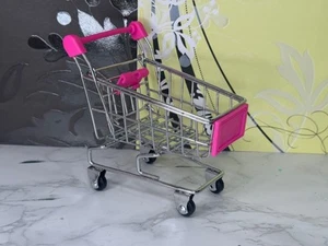Miniature Metal Shopping Cart Doll Toys Pink - Picture 1 of 11