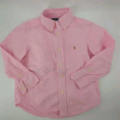 Camisa Oxford Ralph Lauren Niños Manga Larga Talla 4/4T Rosa Carne Poni  Foto 1 de 4