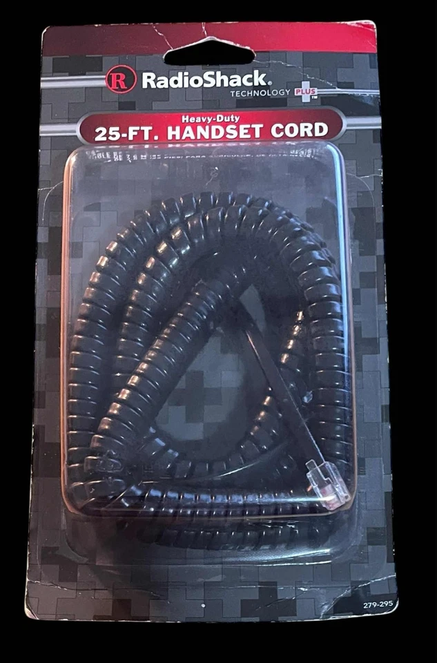 25 ft. Telephone Cord Black RadioShack RJ-9 Modular Plugs NEW vtg - Image 1 of 2