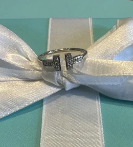 Tiffany & Co. Tiffany T Diamond Wire Ring, 18ct White Gold, Size O 1/2, 7.5 - Picture 1 of 8