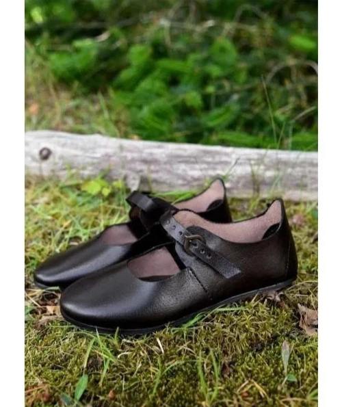 Sapatos de couro medieval 1200 a 1500 anúncio feminino melhor para evento de renisiance Larp SCA - Imagem 1 de 3