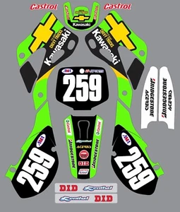 Graphic Kit 1999-2002 Kawasaki KX125 250 KX250 125 Chevy Decals graphic sticker - Foto 1 di 1