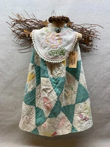 Bambola angelo trapunta cutter in rovere con colletto doily vimini ali primitive FATTE A MANO - Foto 1 di 4
