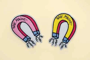 Large Babe Magnet Iron On Patch/Love Icon Badge/Magnetic Force Patch/Decorative - Picture 1 of 7