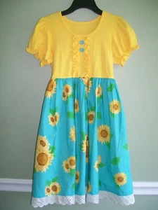Eleanor Rose Autumn Sun Sunflower Flower Rhonda Dress Girls EUC Size 14/16 - Picture 1 of 4