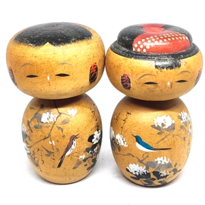 Juego De 2 Muñecas De Arte Popular Kokeshi Nº6 Japonesas SOSAKU Pintadas A Mano De Colección - Imagen 1 de 12
