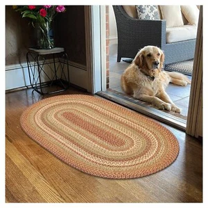 20"x30" Brown Oval Braided Jute Rug Rustic Farmhouse Entryway or Kitchen Mat - Picture 1 of 8