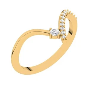 'V' Shape Solitaire Engagement Ring 14K Solid Gold VS F 0.21Ct Lab Grown Diamond - Picture 1 of 10