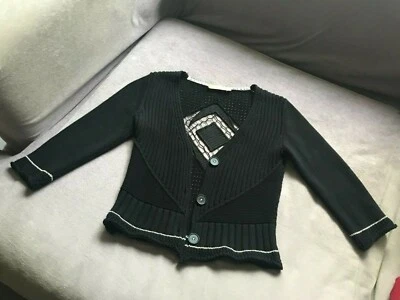 BIBA Super schöne Strickjacke Cardigan kurz Gr S tief schwarz viele Details - Bild 1 von 3