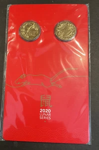 2020 $ 1 LUNAR SERIES - YEAR OF THE RAT UNCICULATED AL / BR COINS - Picture 1 of 2