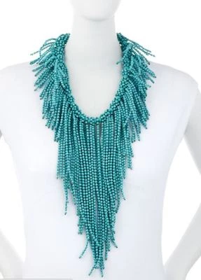 Collar Turquesa Babero Distintivo Flecos Cuentas Azul Howlite Iris Estilo Manzana Foto 1 de 4