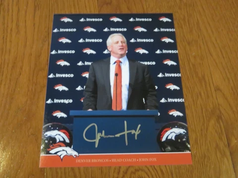 John Fox Autographed Hand Signed 8x10 Photo Denver Broncos Cover
