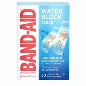 Band-Aid Brand Water Block Clear Waterproof Sterile Adhesive Bandages for - Picture 1 of 9