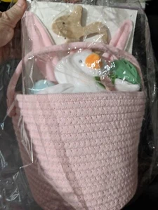 Baby Girl 6 Piece Easter Basket Rattle Teether Plush Bunny & Chick Braided Pink - Picture 1 of 6