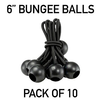 10x 6  Bungee Ball Black Loop Shock Cords Ties Tarp Trailer Canopy • 6.19£