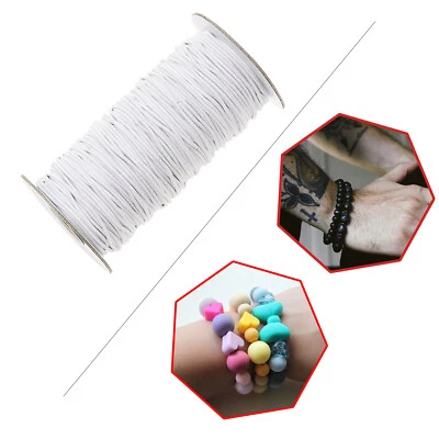 TRIMMING SHOP Round Elastic Cord White Elastic Beading Cord for Crafts - 1mm/1.5mm/2mm/2.5mm