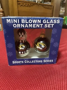 Mini set di decorazioni natalizie in vetro soffiato University of Missouri nuovo con scatola - Foto 1 di 3