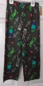 BOYS MINECRAFT PAJAMA SLEEP PANTS - GRAY - SIZE SMALL (4/5) - NEW WITH TAGS - Picture 1 of 5