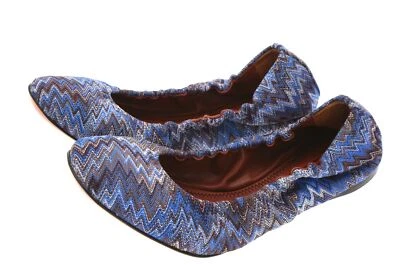 Zapatos planos de ballet Missoni Cobalto Zig Zag Scrunch para mujer talla 36 Foto 1 de 4